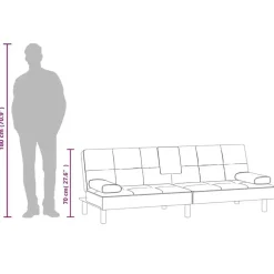 vidaXL - Slaapbank met bekerhouders - Grijs - Kunstleer