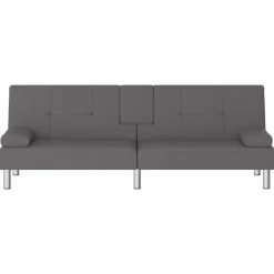 vidaXL - Slaapbank met bekerhouders - Grijs - Kunstleer