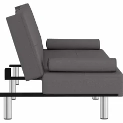 vidaXL - Slaapbank met bekerhouders - Grijs - Kunstleer