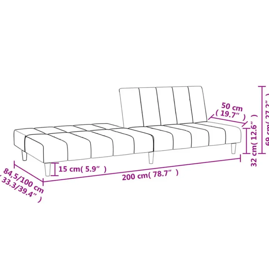 vidaXL - Slaapbank 2-zits - Crème - Stof