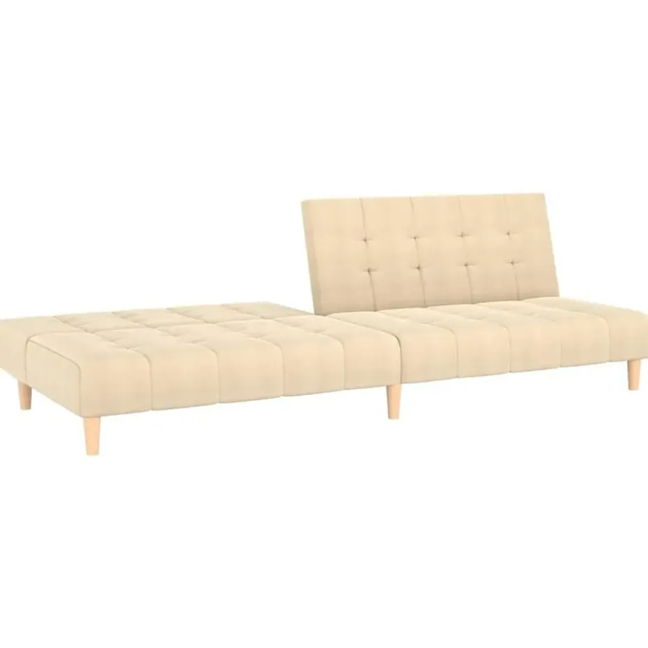 vidaXL - Slaapbank 2-zits - Crème - Stof