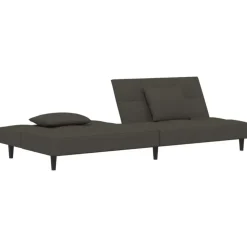 vidaXL - Slaapbank 2-zits - Donkergrijs - Fluweel - Met kussens