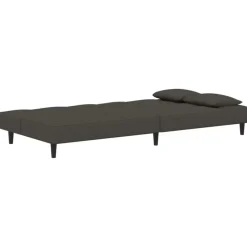 vidaXL - Slaapbank 2-zits - Donkergrijs - Fluweel - Met kussens