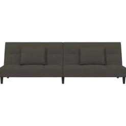 vidaXL - Slaapbank 2-zits - Donkergrijs - Fluweel - Met kussens