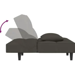 vidaXL - Slaapbank 2-zits - Donkergrijs - Fluweel - Met kussens