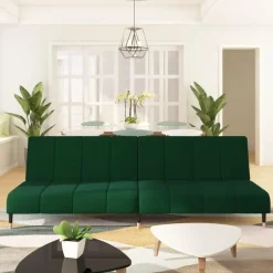 vidaXL - Slaapbank 2-zits - Donkergroen - Fluweel