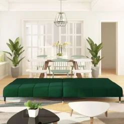 vidaXL - Slaapbank 2-zits - Donkergroen - Fluweel