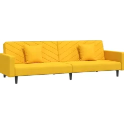 vidaXL - Slaapbank 2-zits - Geel - Fluweel - Met kussens