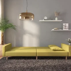 vidaXL - Slaapbank 2-zits - Groen - Stof - Met kussens