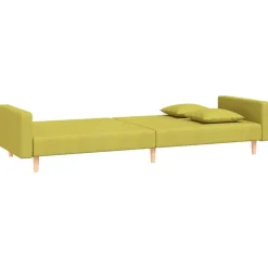 vidaXL - Slaapbank 2-zits - Groen - Stof - Met kussens