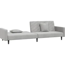 vidaXL - Slaapbank 2-zits - Grijs - Fluweel - Met kussens