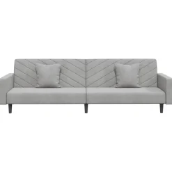 vidaXL - Slaapbank 2-zits - Grijs - Fluweel - Met kussens