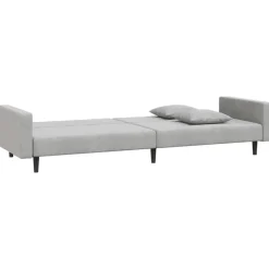 vidaXL - Slaapbank 2-zits - Grijs - Fluweel - Met kussens