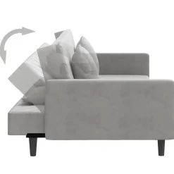 vidaXL - Slaapbank 2-zits - Grijs - Fluweel - Met kussens