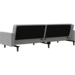 vidaXL - Slaapbank 2-zits - Grijs - Fluweel - Met kussens