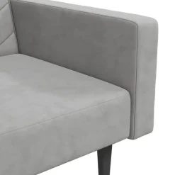 vidaXL - Slaapbank 2-zits - Grijs - Fluweel - Met kussens