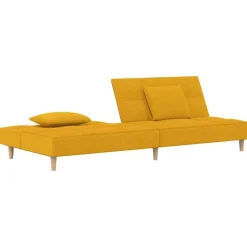 vidaXL - Slaapbank 2-zits - Geel - Stof - Met kussens