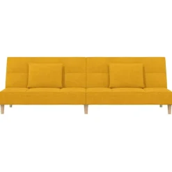 vidaXL - Slaapbank 2-zits - Geel - Stof - Met kussens