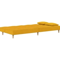 vidaXL - Slaapbank 2-zits - Geel - Stof - Met kussens