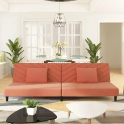 vidaXL - Slaapbank 2-zits - Roze - Fluweel - Met kussens
