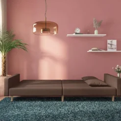 vidaXL - Slaapbank 2-zits - Taupe - Stof - Met kussens