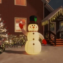 vidaXL - Sneeuwpop opblaasbaar met LED's 90x50x120 cm - Oxford stof