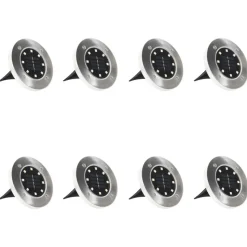 vidaXL - Solar Grondlamp - Zilver - Kunststof - 8 stuks