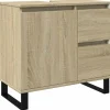vidaXL - Sonoma eiken Wastafelonderkast met 1 deur 2 lades - 65x33x60 cm