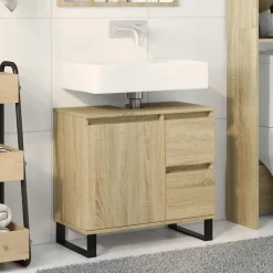 vidaXL - Sonoma eiken Wastafelonderkast met 1 deur 2 lades - 65x33x60 cm