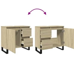 vidaXL - Sonoma eiken Wastafelonderkast met 1 deur 2 lades - 65x33x60 cm