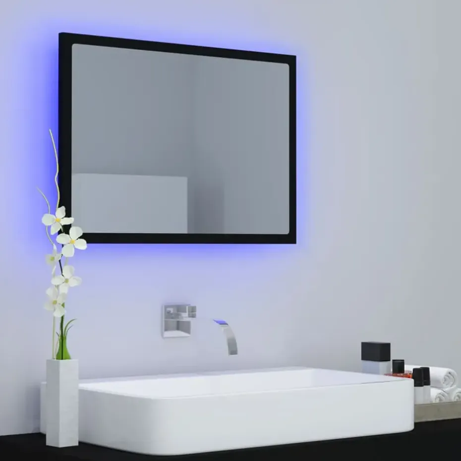 vidaXL - Spiegel - Zwart - Bewerkt hout