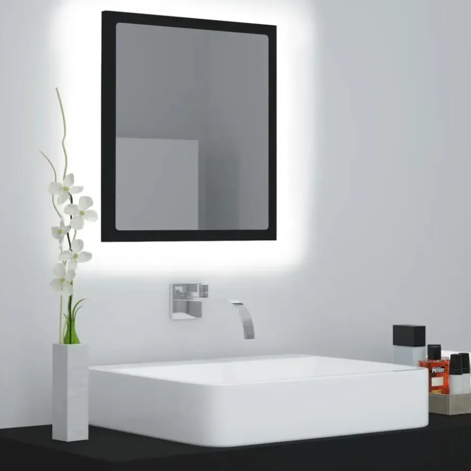 vidaXL - Spiegel - Zwart - Bewerkt hout