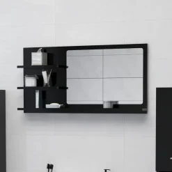 vidaXL - Spiegel - Zwart - Bewerkt hout