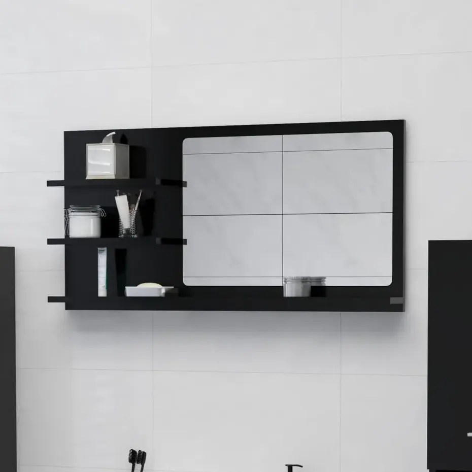 vidaXL - Spiegel - Zwart - Bewerkt hout