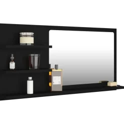 vidaXL - Spiegel - Zwart - Bewerkt hout