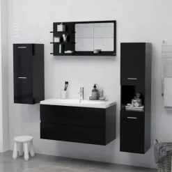 vidaXL - Spiegel - Zwart - Bewerkt hout