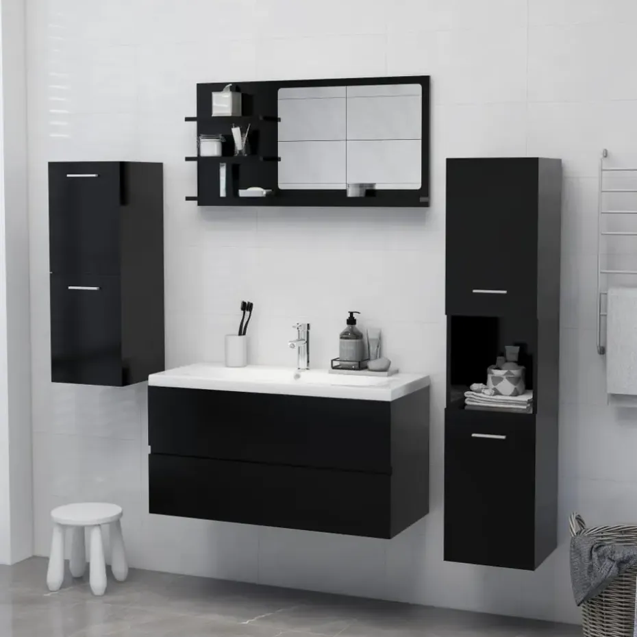 vidaXL - Spiegel - Zwart - Bewerkt hout