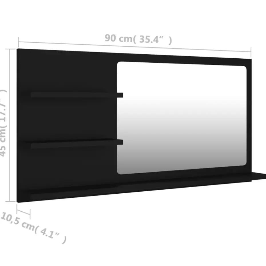 vidaXL - Spiegel - Zwart - Bewerkt hout