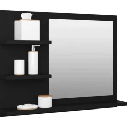 vidaXL - Spiegel - Zwart - Bewerkt hout