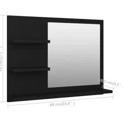 vidaXL - Spiegel - Zwart - Bewerkt hout