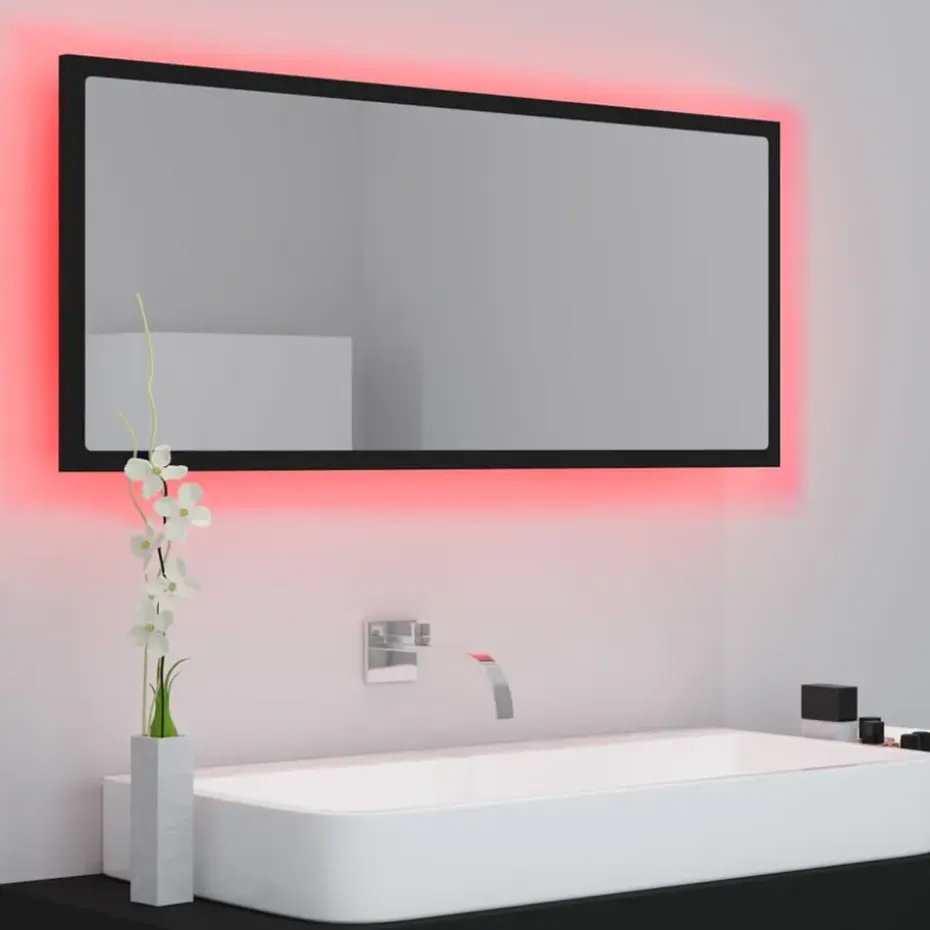 vidaXL - Spiegel - Zwart - Bewerkt hout