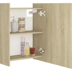 vidaXL - Spiegelkast - Bruin - Bewerkt hout