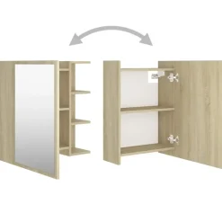 vidaXL - Spiegelkast - Bruin - Bewerkt hout