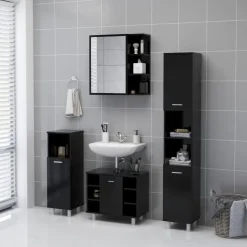 vidaXL - Spiegelkast - Zwart - Bewerkt hout