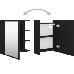 vidaXL - Spiegelkast - Zwart - Bewerkt hout