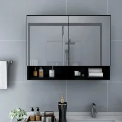 vidaXL - Spiegelkast - Zwart - MDF