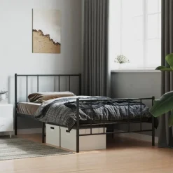 vidaXL - Staal Bed frame met hoofd- en voeteneinde - Zwart - Metaal - 90x200 cm