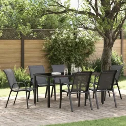 vidaXL - Stapelbare Tuinstoel - Zwart - Stof