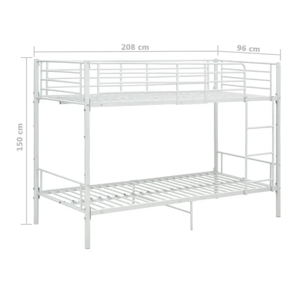vidaXL - Stapelbed - Wit - metaal - 90x200 cm