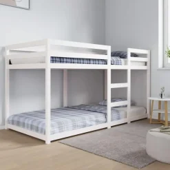 vidaXL - Stapelbed met zijladder - Wit - Massief grenenhout - 90x200 cm